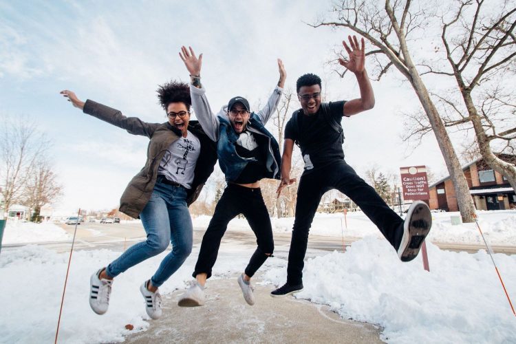 3 people jumping winter 3 people jumping winter